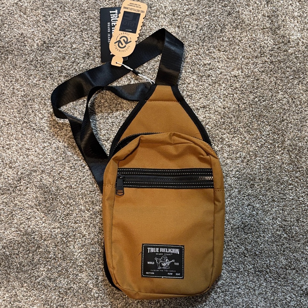 True Religion Brown Belt Bag with Black Accents